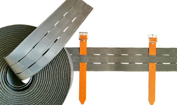 Planenband mit Schlaufen z. Verschwei&szlig;en, B=100,0 mm, Dunkelgrau